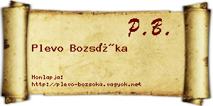 Plevo Bozsóka névjegykártya